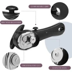 Bellemain Safe-Cut Stainless Steel Ergonomic Manual Can Opener, Smooth Edge For Home Chefs