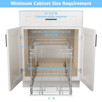 LOVMOR Pull Out Cabinet Organizer And Storage (17" W X 21" D) 2-Tier Pull Out Shelf Storage For Kitchen Base Cabinet Silver 6 LOVMOR Pull Out Cabinet Organizer And Storage (17" W X 21" D) 2-Tier Pull Out Shelf Storage For Kitchen Base Cabinet Silver - Image 4