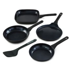 BergHOFF Helix Nonstick Ceramic Specialty Cookware Set With Slotted Turner, Recycled Aluminum