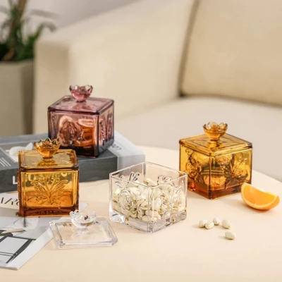 Slickblue Vintage Butterfly Embossed Glass Candy Jar Set Of 2 – 3 Color Options 4 Slickblue Vintage Butterfly Embossed Glass Candy Jar Set Of 2 – 3 Color Options - Image 2