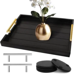 Attop Coffee Table Tray Set - Large Ottoman Tray With Handles Wood Serving Tray (2 Sets) With 4 Round Coasters Black 11 Attop Coffee Table Tray Set - Large Ottoman Tray With Handles Wood Serving Tray (2 Sets) With 4 Round Coasters Black -Target KitchenAid GUEST 4f804ebe 974b 45f1 9b3a e689207dfb7a