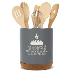 Elanze Designs My Cooking Is So Good Ceramic Cork Bottom Gray Large Capacity Utensil Holder Crock For Countertop Storage, Stylish & Durable For -Target KitchenAid GUEST 4f8e49da 685b 4395 bcec 2d5b790e2046