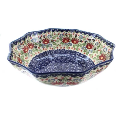 Blue Rose Polish Pottery M109 Manufaktura Large Decagonal Serving Bowl 4 Blue Rose Polish Pottery M109 Manufaktura Large Decagonal Serving Bowl - Image 2