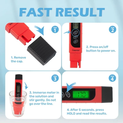 Insten - TDS Meter Digital Water Tester For Drinking Water, 3-in-1 TDS, 0-9999ppm, Temperature And EC Meter With Carrying Case 9 Insten - TDS Meter Digital Water Tester For Drinking Water, 3-in-1 TDS, 0-9999ppm, Temperature And EC Meter With Carrying Case - Image 7