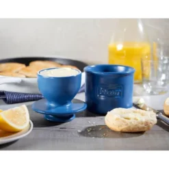 Butter Bell® Crock – Café Matte Navy Ceramic Butter Keeper, Modern Matte Butter Dish For Fresh, Spreadable Butter