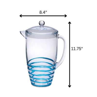 Gulches 2.5 Quarts Swirl Unbreakable Plastic Water Pitcher With Lid - BPA Free, Ideal For Drinks & Juices, With Spout,Blue 3 Gulches 2.5 Quarts Swirl Unbreakable Plastic Water Pitcher With Lid - BPA Free, Ideal For Drinks & Juices, With Spout,Blue