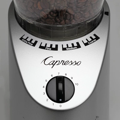 Capresso Conical Burr Coffee Grinder Infinity - Silver 560.04: 15 Settings, Espresso & Coffee Bean Grinder, 12 Cup Capacity 4 Capresso Conical Burr Coffee Grinder Infinity - Silver 560.04: 15 Settings, Espresso & Coffee Bean Grinder, 12 Cup Capacity - Image 2