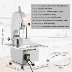 Commercial Electric Meat Saw 1500W Countertop Bone Cutter Adjustable Thickness