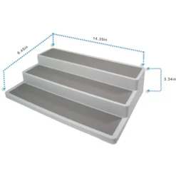 5 Star Super Deals Non Slip 3 Tier Spice Rack Step Shelf Organizer - White - For Kitchen, Refrigerator, Pantry, Cabinet, Cupboards, Countertops