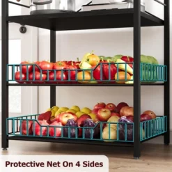 5-Tier Kitchen Storage Rack With Microwave Stand, Metal Shelves With 8 S-Hooks, 2 Wire Baskets & Spice Rack For Kitchen, Pantry, Counter -Target KitchenAid GUEST 52c90095 37ed 4596 b3ef fd4eb86d1d60