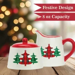 Amici Home Christmas Tree Sugar & Creamer Set - 8oz Ceramic Pitcher With Drip-Free Spout & Bowl With Lid - Vintage Sugar & Creamer Set -Target KitchenAid GUEST 52e5489d 0ea6 4fd8 a729 3a5c0e33f133