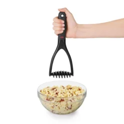 OXO Nylon Potato Masher: Soft-Grip Handle, Dishwasher-Safe, Black, 10.2" Length, 3.9" Width, Ideal For Potatoes & Beans