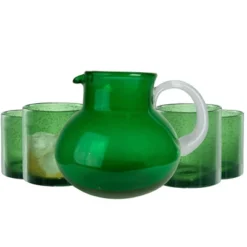 Artland Iris 90oz Hand Blown Pitcher & Set Of 4 14oz DOF Glasses, Lead-Free Bubble Shape Glassware For Stylish Serving And Dining -Target KitchenAid GUEST 53930cf9 3bbd 4204 a478 282952fd2198