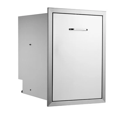 VEVOR Pull Out Trash Drawer 17.7x22.8 Inch Raised Style Trash Bin With Pull-Out Tray Stainless Steel Trash Drawer With Handle, Silver 10 VEVOR Pull Out Trash Drawer 17.7x22.8 Inch Raised Style Trash Bin With Pull-Out Tray Stainless Steel Trash Drawer With Handle, Silver - Image 8