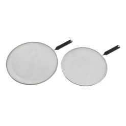 GoodCook Ready 2pc Splatter Screen: Metal Oil Guard For Frying Pan, Hand Wash, 13" Diameter, Black Handle