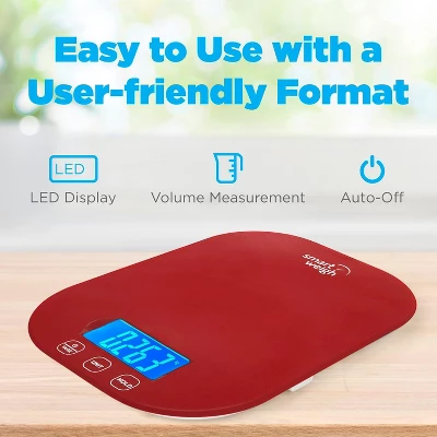 Smart Weigh Digital Food Scale - 11-pound Capacity - Red 7 Smart Weigh Digital Food Scale - 11-pound Capacity - Red - Image 5