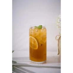 Racxily (4 Pack) 20oz Clear Can Shaped Drinking Glass