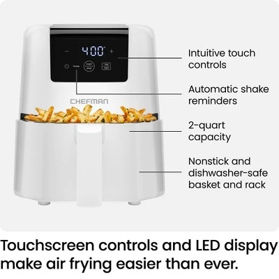 Chefman 2qt TurboFry Touch Digital Air Fryer White: 900W, Dishwasher-Safe Parts, 1-Year Warranty, 6lb Capacity 10 Chefman 2qt TurboFry Touch Digital Air Fryer White: 900W, Dishwasher-Safe Parts, 1-Year Warranty, 6lb Capacity - Image 8