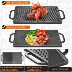 Attop Cast Iron Reversible Grill Griddle，Double Sided Grill Pan Perfect For Gas Grills And Stove Tops -Target KitchenAid GUEST 546b9263 ebd7 4e65 881e cc4ae844b2f0