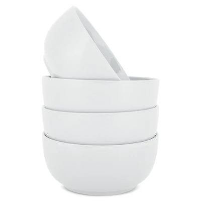 Elanze Designs Bistro Glossy Ceramic 6.5 Inch Soup Bowls Set Of 4, White 7 Elanze Designs Bistro Glossy Ceramic 6.5 Inch Soup Bowls Set Of 4, White - Image 5