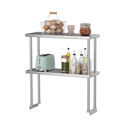Stainless Steel Overshelf Shelves For Work & Prep Table, 2 Tier Double Deck Overshelf With Adjustable Shelf, Commercial Countertop Shelf 10 Stainless Steel Overshelf Shelves For Work & Prep Table, 2 Tier Double Deck Overshelf With Adjustable Shelf, Commercial Countertop Shelf - Image 8