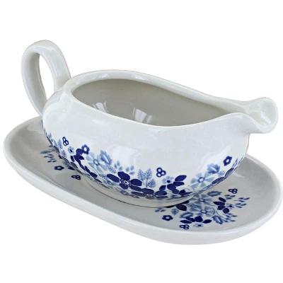 Blue Rose Polish Pottery S119 Manufaktura Gravy Boat & Plate 6 Blue Rose Polish Pottery S119 Manufaktura Gravy Boat & Plate - Image 4