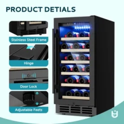 EUHOMY 3.2 Cu. Ft.(30 Bottles) Wine Fridge, Digital Temperature Control&Wood Shelves, Singel Zone, Stainless Steel, Double-Layer Glass Door, Black -Target KitchenAid GUEST 55c6f5e9 8768 460d b350 5d50b5242eec