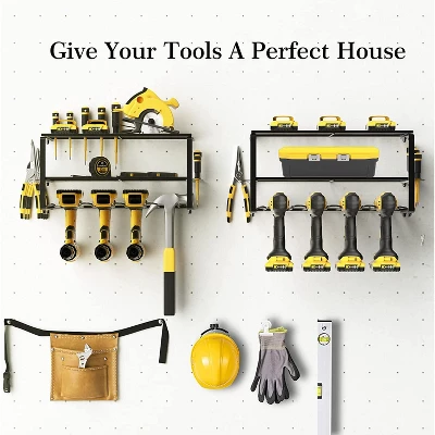 Fortune Candy 2-Tier Tool Organizer Wall Mount, 4 Slots For Cordless Tool Storage, Utility Rack Suitable For Garage/Workshop/Pegboard 12 Fortune Candy 2-Tier Tool Organizer Wall Mount, 4 Slots For Cordless Tool Storage, Utility Rack Suitable For Garage/Workshop/Pegboard - Image 10