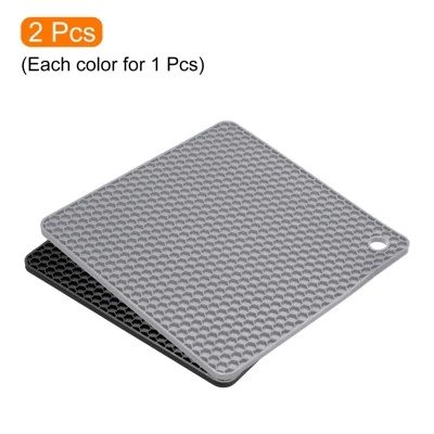 Unique Bargains Heat Resistant Non-Slip Silicone Kitchen Trivet Mats Light Gray, Black 2 Pcs 4 Unique Bargains Heat Resistant Non-Slip Silicone Kitchen Trivet Mats Light Gray, Black 2 Pcs - Image 2