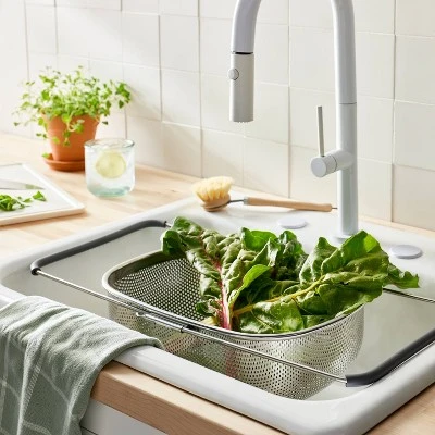 7qt Stainless Steel Expandable Over The Sink Mesh Colander Silver - Figmint™: Dishwasher-Safe Kitchen Strainer 3 7qt Stainless Steel Expandable Over The Sink Mesh Colander Silver - Figmint™: Dishwasher-Safe Kitchen Strainer