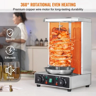 VEVOR Shawarma Grill Machine, 13lbs Capacity, Chicken Cooker Machine, 122℉-572℉ Electric Vertical Broiler Gyro Rotisserie Oven Doner Kebab Machine 7 VEVOR Shawarma Grill Machine, 13lbs Capacity, Chicken Cooker Machine, 122℉-572℉ Electric Vertical Broiler Gyro Rotisserie Oven Doner Kebab Machine - Image 5