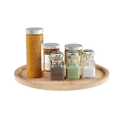 Lazy Susan - All-Natural Bamboo Round Single Tier Turntable Kitchen, Pantry And Vanity Organizer And Display With 14 Inch Diameter By Hastings Home 7 Lazy Susan - All-Natural Bamboo Round Single Tier Turntable Kitchen, Pantry And Vanity Organizer And Display With 14 Inch Diameter By Hastings Home - Image 5