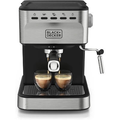 Black & Decker Black+Decker Semi-Automatic 15 Bar Espresso And Cappuccino Maker, Versatile With Ability To Use Grounds Or ESE Pods To Make Your Perfect Cup Of Coffee 3 Black & Decker Black+Decker Semi-Automatic 15 Bar Espresso And Cappuccino Maker, Versatile With Ability To Use Grounds Or ESE Pods To Make Your Perfect Cup Of Coffee