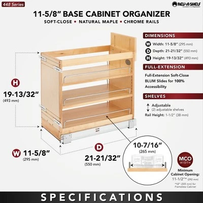 Rev-A-Shelf 448-BDDSC Innovative Door/Drawer Base Soft Close Kitchen Cabinet Storage Organizer, Natural Maple Wood 3 Rev-A-Shelf 448-BDDSC Innovative Door/Drawer Base Soft Close Kitchen Cabinet Storage Organizer, Natural Maple Wood
