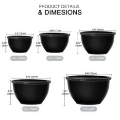 Itopfox 5-Piece Plastic Mixing Bowls With Lids Set, Nesting Bowls For Mixing, Baking, Prepping, Cooking And Serving Food, Dishwasher & Microwave Safe