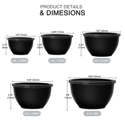 Itopfox 5-Piece Plastic Mixing Bowls With Lids Set, Nesting Bowls For Mixing, Baking, Prepping, Cooking And Serving Food, Dishwasher & Microwave Safe 3 Itopfox 5-Piece Plastic Mixing Bowls With Lids Set, Nesting Bowls For Mixing, Baking, Prepping, Cooking And Serving Food, Dishwasher & Microwave Safe