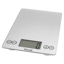 Escali Arti Glass Digital Scale Shiny Silver: Kitchen Food Scale With Oversized Electronic Display, 15lb Capacity, Battery Included
