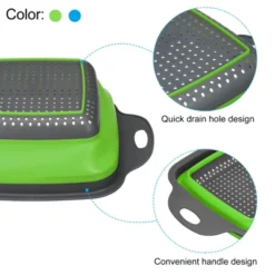 Unique Bargains Collapsible Colander Set Silicone Square Foldable Strainer Convenient Space Saving -Target KitchenAid GUEST 58de5398 edb4 458d 85b4 f3097b02f1ca