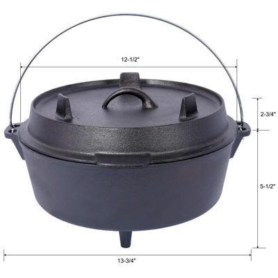DSVIMOY Outdoor Camping Deep Pot, 6 Quart Grill Cookware With Skillet Lid For Camping, Leg Base, Black, 13.7"*13.7"*8.1" 4 DSVIMOY Outdoor Camping Deep Pot, 6 Quart Grill Cookware With Skillet Lid For Camping, Leg Base, Black, 13.7"*13.7"*8.1" - Image 2