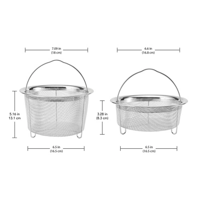 Instant Pot Official Mesh Steamer Basket Set, Stainless Steel, Dual-Purpose Steamer & Strainer, Easy-Lift Handle, Dishwasher Safe, Rust-Resistant 3 Instant Pot Official Mesh Steamer Basket Set, Stainless Steel, Dual-Purpose Steamer & Strainer, Easy-Lift Handle, Dishwasher Safe, Rust-Resistant