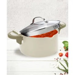 Gotham Steel Cream Ultra Nonstick Ceramic 5 Qt Pasta Pot With Strainer And Twist & Lock Handles -Target KitchenAid GUEST 5a9f0e82 05d8 468c b76d 00faa9fb7a2a