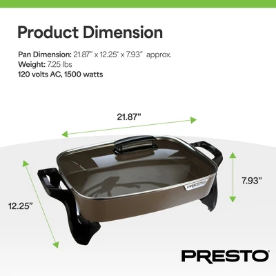 Presto 16" Electric Skillet, Nonstick Kitchen Appliance With Tempered Glass Lid, Gray 7 Presto 16" Electric Skillet, Nonstick Kitchen Appliance With Tempered Glass Lid, Gray - Image 5