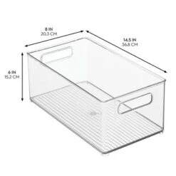 IDesign Plastic Stackable Fridge Bin With Handles, Set Of 4, Clear, Made In USA