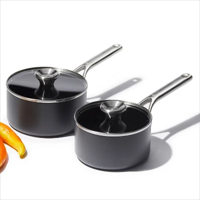 OXO 4pc Ceramic Pro Non-Stick Sauce Pan Set Gray: Aluminum Cookware, Dishwasher-Safe, Induction & Gas Compatible 7 OXO 4pc Ceramic Pro Non-Stick Sauce Pan Set Gray: Aluminum Cookware, Dishwasher-Safe, Induction & Gas Compatible - Image 5