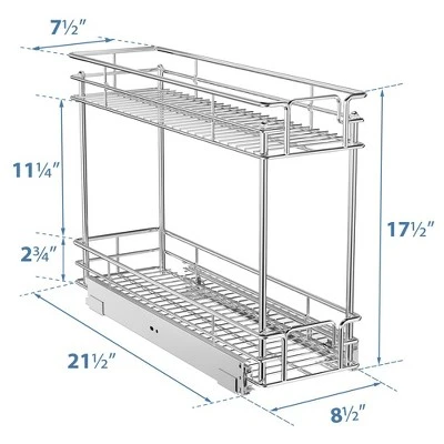 LOVMOR Pull Out Spice Rack For Narrow Cabinet (8?" W X 21" D),2 Tier Slide Out Cabinet Organizer And Pull Out Shelves Under 4 LOVMOR Pull Out Spice Rack For Narrow Cabinet (8?" W X 21" D),2 Tier Slide Out Cabinet Organizer And Pull Out Shelves Under - Image 2
