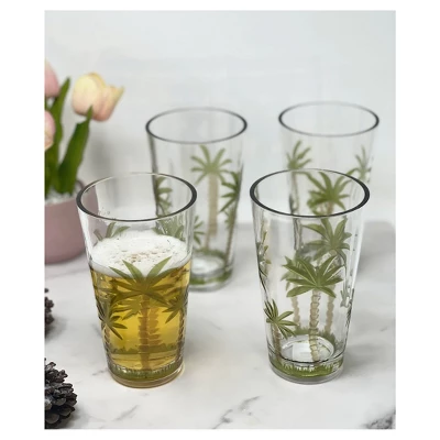 Palm Tree Design Acrylic Glasses Drinking Set Of 4 Hi Ball (20oz), Plastic Drinking Glasses, BPA Free Cocktail Glasses, Drinkware Set 3 Palm Tree Design Acrylic Glasses Drinking Set Of 4 Hi Ball (20oz), Plastic Drinking Glasses, BPA Free Cocktail Glasses, Drinkware Set