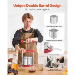 VEVOR 0.44 Gal/1.65L Fruit Wine Press, 2 Stainless Steel Barrels, Manual Juice Maker, Cider Apple Grape Tincture Honey Olive Oil Making Press, Red 14 VEVOR 0.44 Gal/1.65L Fruit Wine Press, 2 Stainless Steel Barrels, Manual Juice Maker, Cider Apple Grape Tincture Honey Olive Oil Making Press, Red -Target KitchenAid GUEST 5cf40216 0474 4166 8b14 712cd87f1bb6