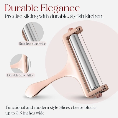 Bellemain Adjustable Thickness Cheese Slicer – Rose Gold With Stainless Steel Wire 3 Bellemain Adjustable Thickness Cheese Slicer – Rose Gold With Stainless Steel Wire