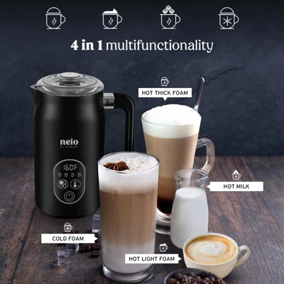 NELO Electric Milk Frother, 4 In 1 Digital, Steamer With Real-Time Temperature Control, Automatic Frother For Coffee, BPA Free Stainless Steel, Black 4 NELO Electric Milk Frother, 4 In 1 Digital, Steamer With Real-Time Temperature Control, Automatic Frother For Coffee, BPA Free Stainless Steel, Black - Image 2