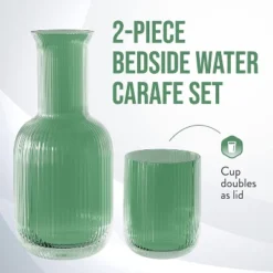American Atelier Bedside 28 Oz Water Carafe With Tumbler/Lid - Green